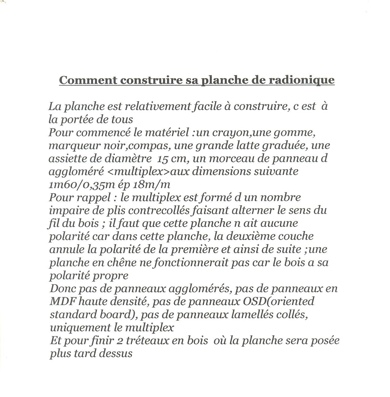 Construire sa planche de radionique